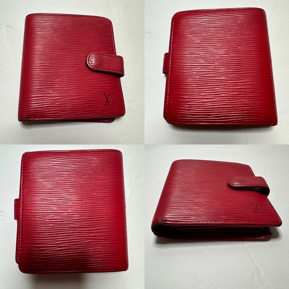 LOUIS VUITTON Porte Billets Compact Red Epi Leather Wallet with Coin Pouch